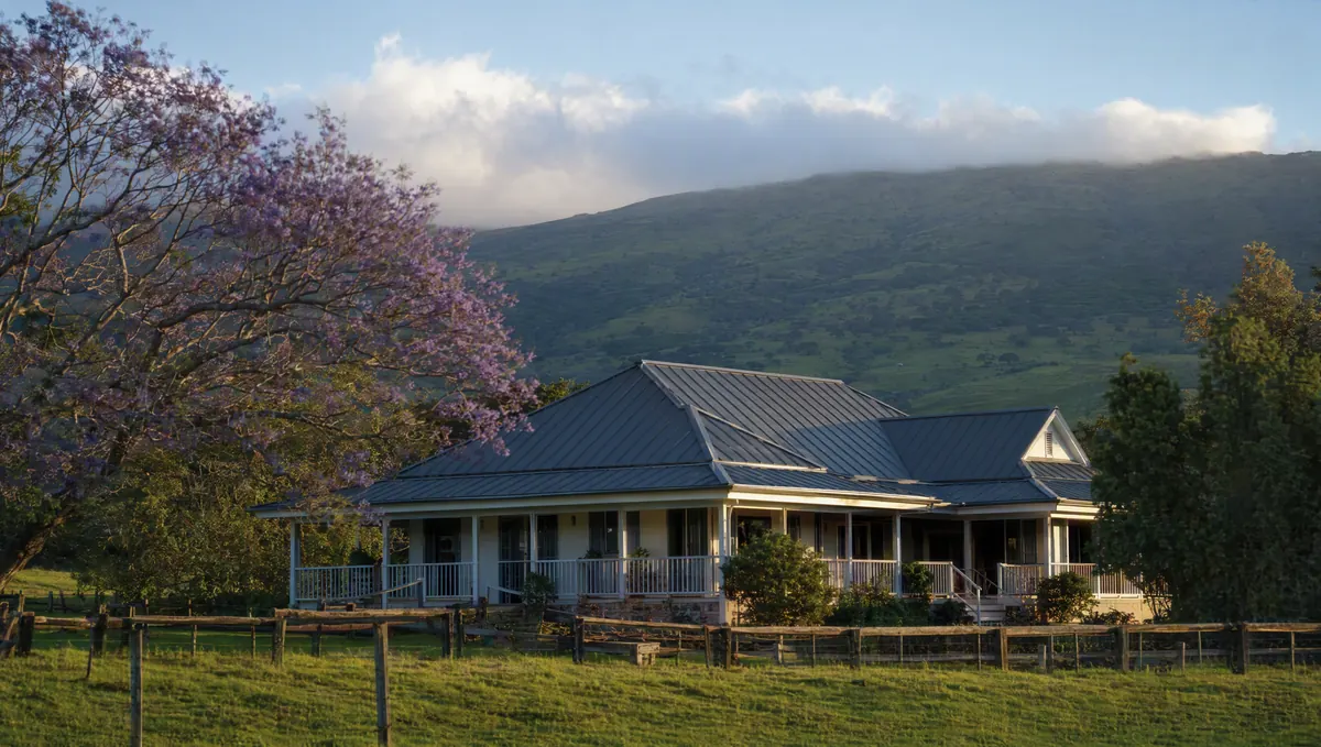 Completed standing-seam metal roof on an upcountry Maui home