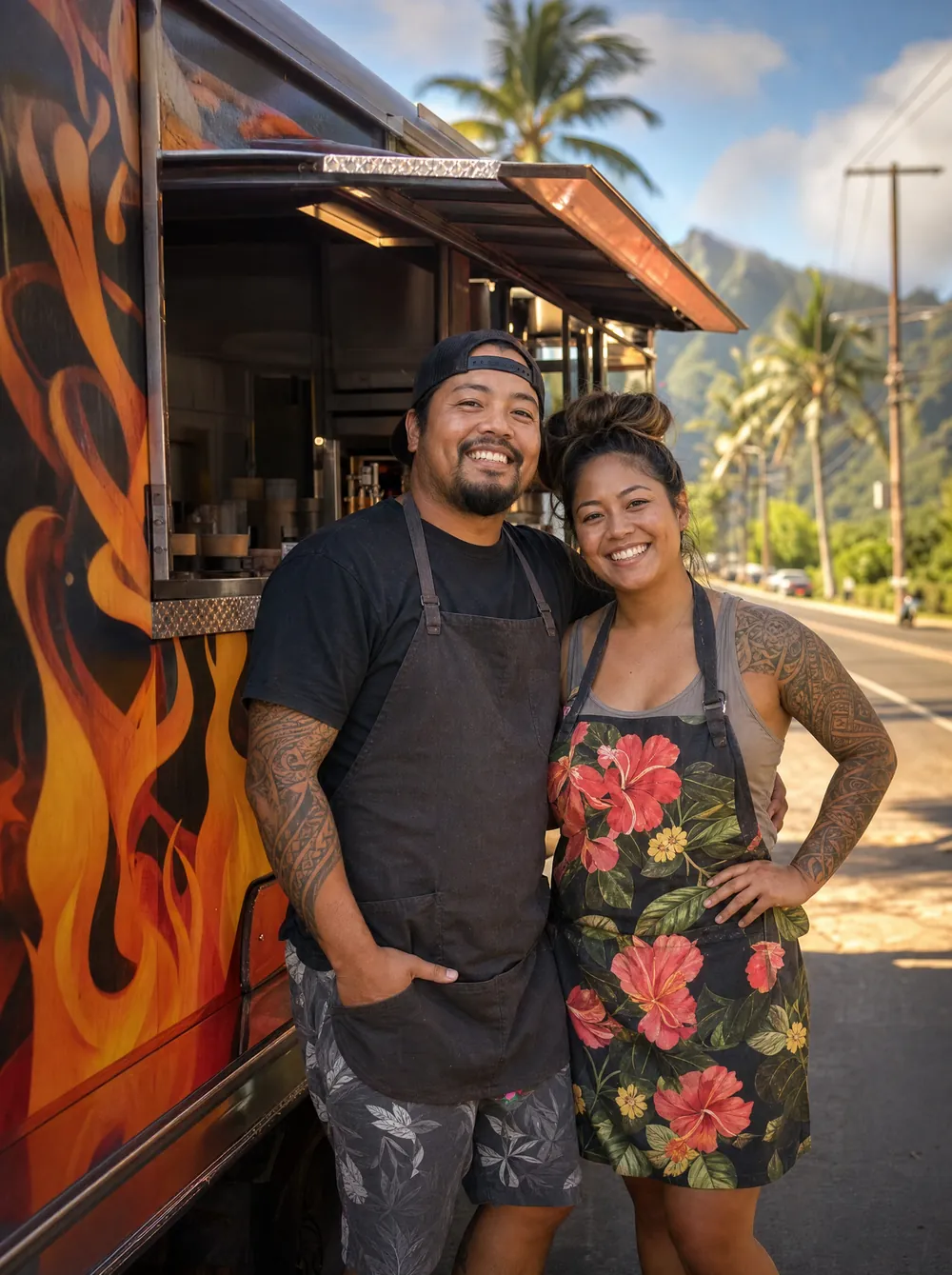Carlos and Kealoha at the truck