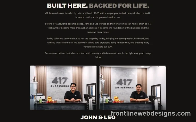 John and Leo, the owners of 417 Autoworks, photographed at their front counter