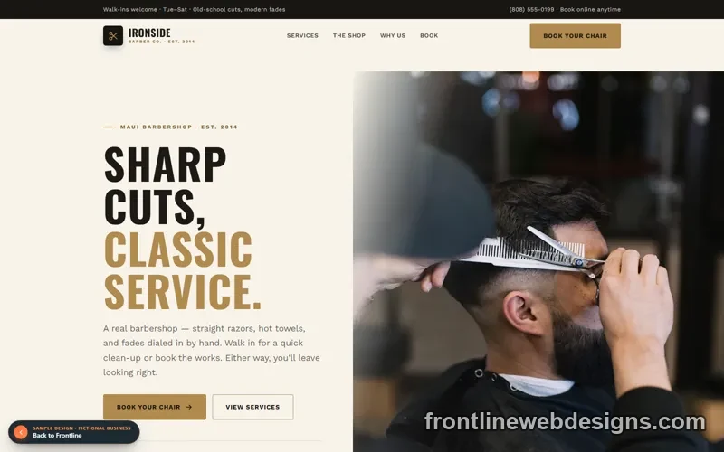 Ironside Barber Co. sample website