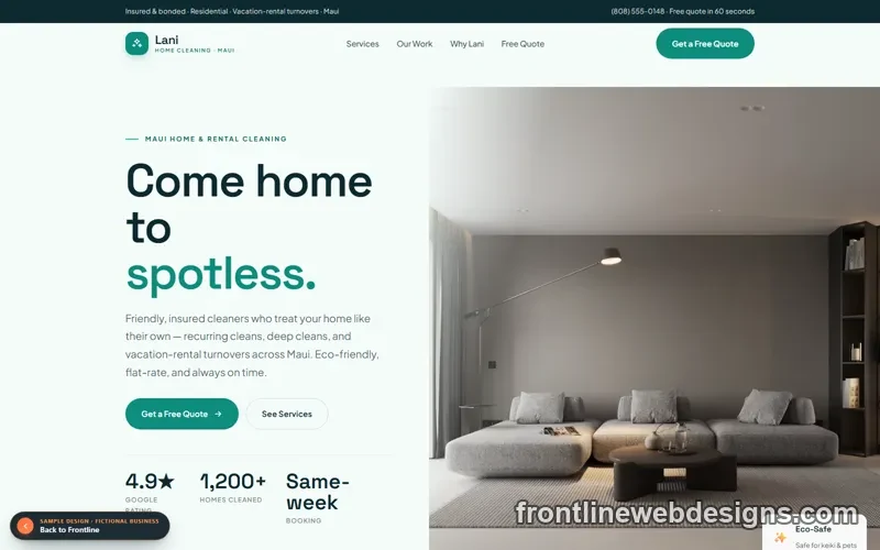 Lani Home Cleaning sample website