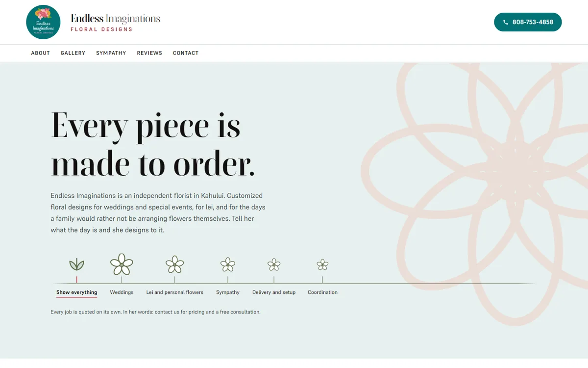 Endless Imaginations Floral Designs website