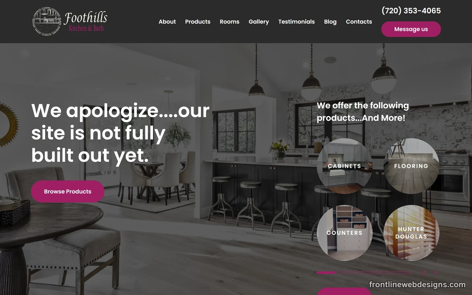 The old Foothills Kitchen & Bath website home page before the rebuild