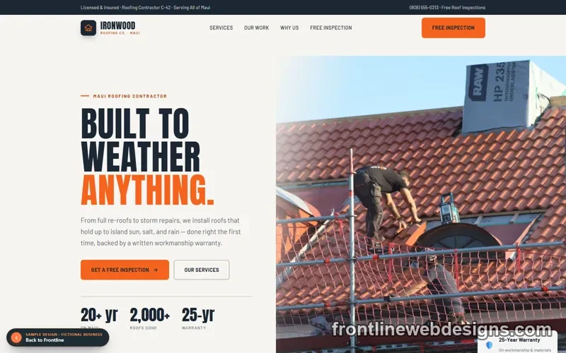 Ironwood Roofing sample website