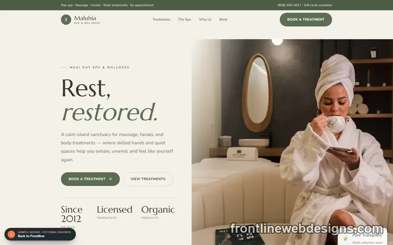 Maluhia Spa & Wellness sample website