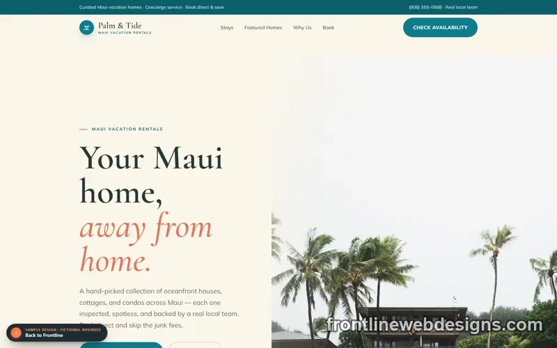 Palm & Tide vacation rentals sample website
